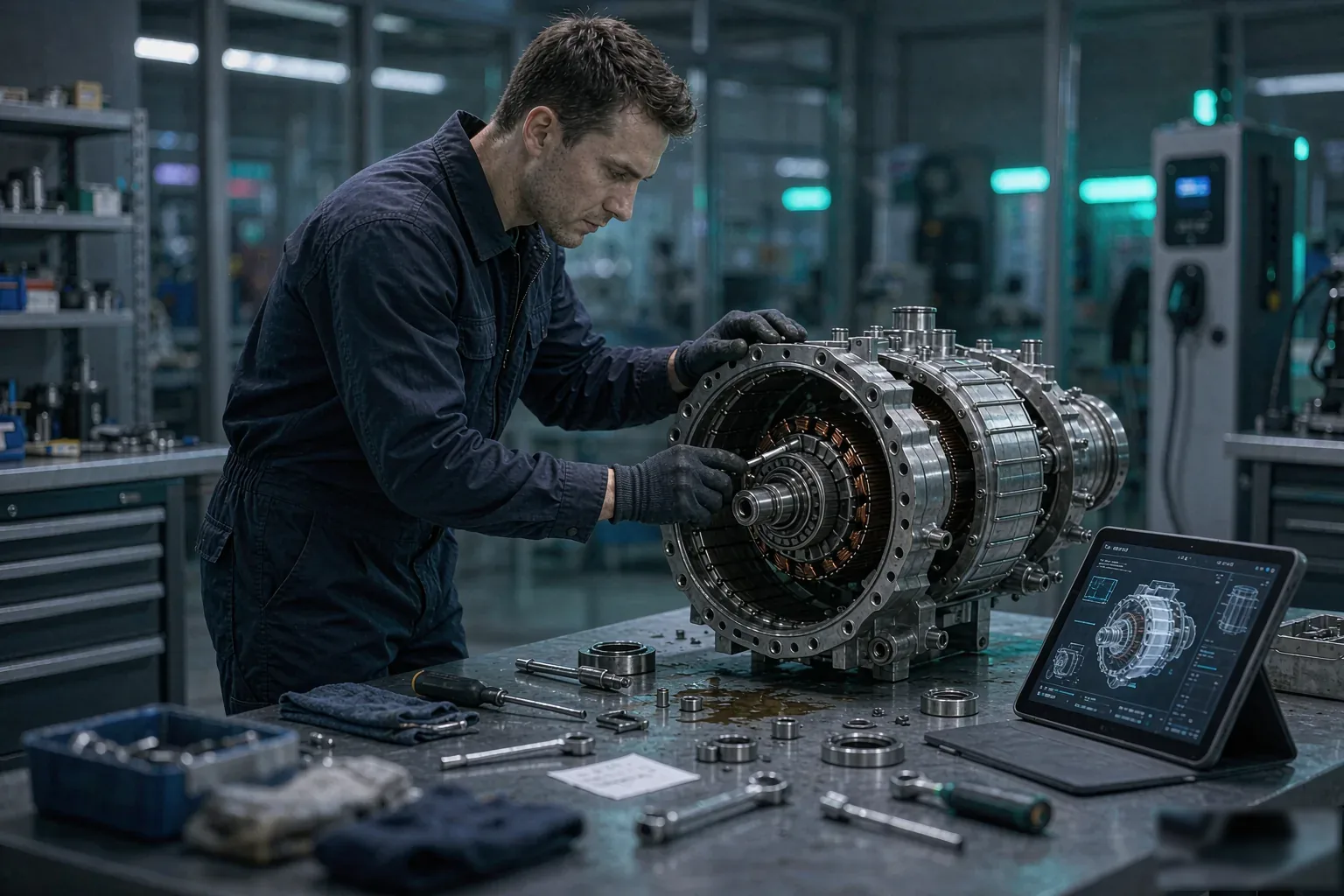 Motivo engineer inspecting a drive motor